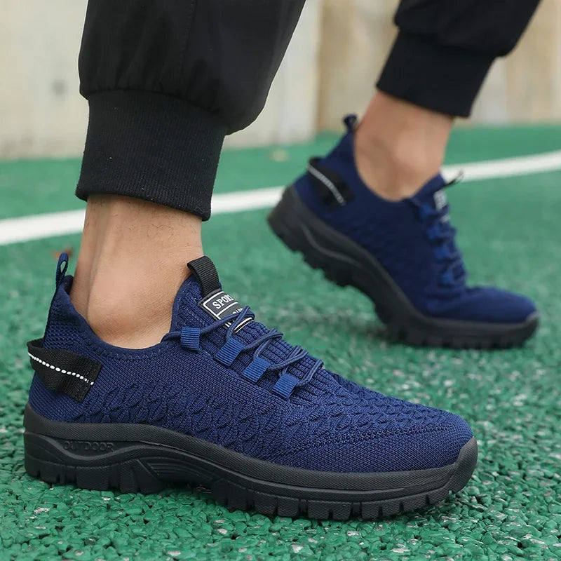Men’s Yellow Mesh Outdoor Sneakers – Shock Absorbing, Breathable, Stylish